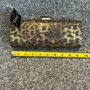 NWT Magid Leopard Sequined Clutch; animal-free smoke-free home.  9.5x4